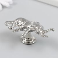 Ручка для шкатулки металл "Индийский слон" серебро 3,3х5,8 см