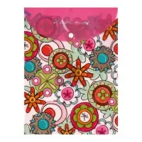 Папка-конверт на кнопке, А4, 180 мкм, "Цветы", МИКС