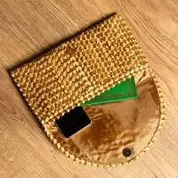 Сумка клатч плетёная из пальмового листа, 28&times;16&times;2 см, золотистая