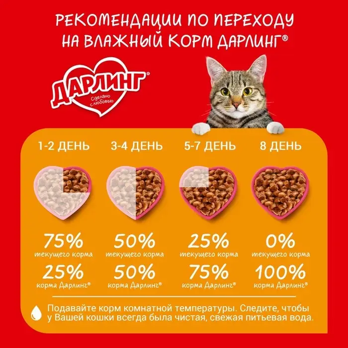 Влажный корм DARLING для кошек, курица в подливе, 75 г