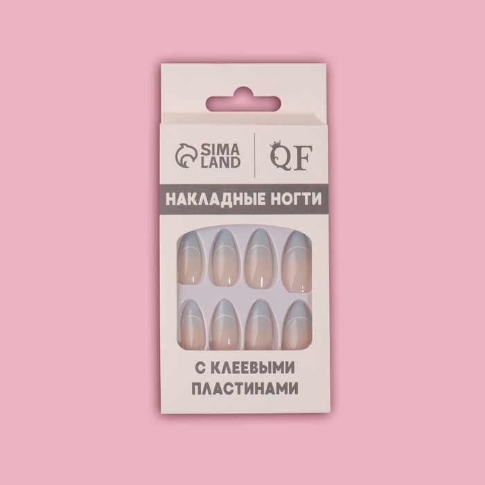 Накладные ногти &laquo;French&raquo;, 24 шт, с клеевыми пластинами, форма миндаль, цвет бежевый/голубой