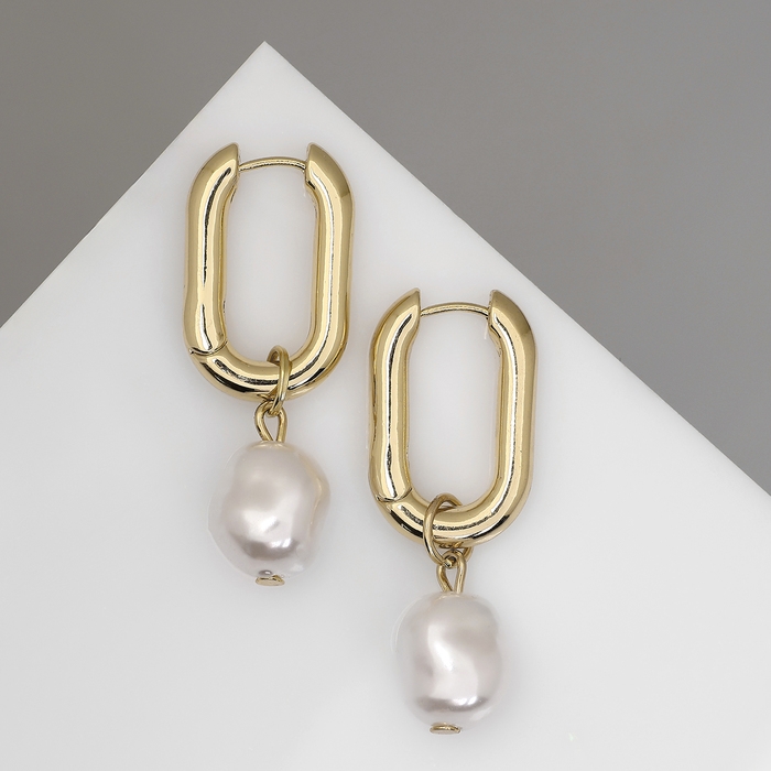 Серьги с жемчугом &laquo;Бусина&raquo; чувство нежности, цвет золото