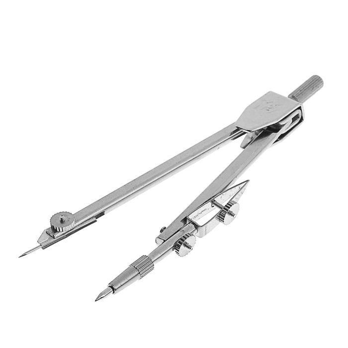 Циркуль металлический в пластиковом пенале 110 мм, с грифелями