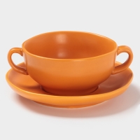 Бульонница Magistro "Potter" 255мл 15х2,5 цвет оранжевый с блюдцем