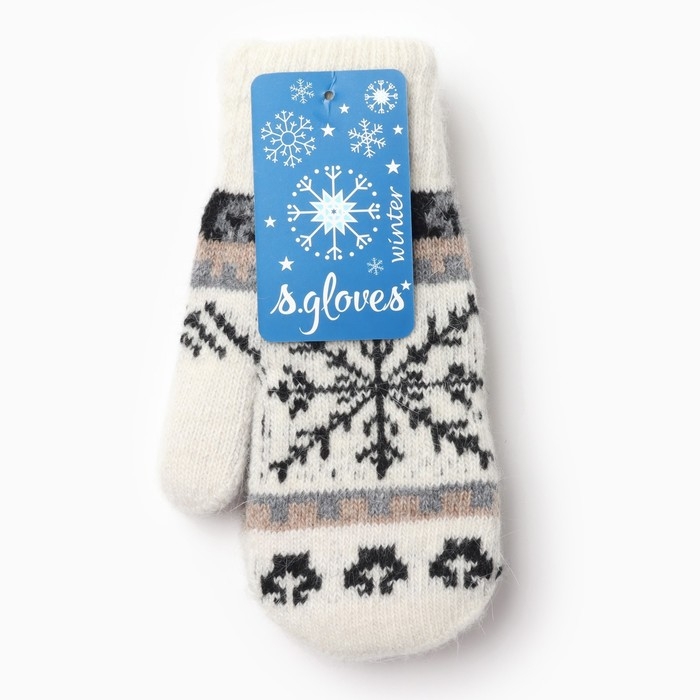 Варежки женские Варежки женские "Снежинка" цвет белый, размер 20