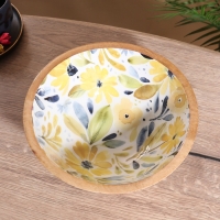 Салатник &laquo;Желтые и синие цветы&raquo;, 25&times;25&times;10 см, дерево манго