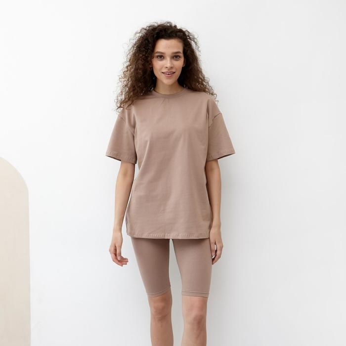 Футболка женская MINAKU OVERSIZE FIT: цвет коричневый, р-р 46 Футболка женская MINAKU OVERSIZE FIT: цвет коричневый, р-р 46