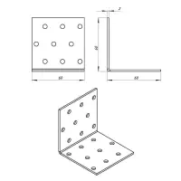 Уголок крепёжный ТУНДРА 60х60х60х2 мм, оцинкованный, в упаковке 1 шт.