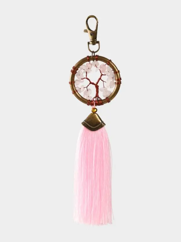 Брелок ловец снов "Великое древо" 19 см, цв. нежно-розовый