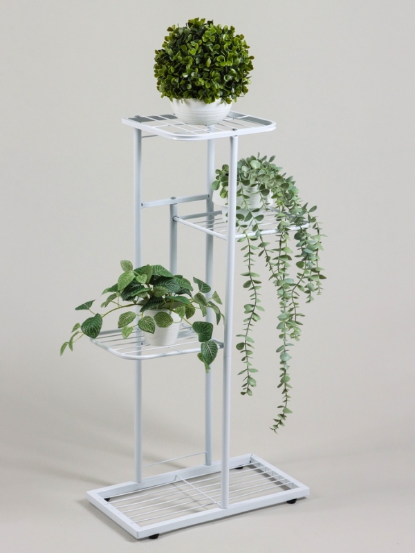 Подставка для цветов Greengo, 4 полки, 43 &times; 22 &times; 82 см, напольная, металл, белая