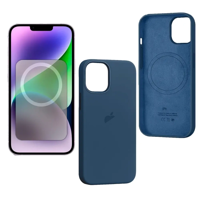 Чехол iPh 14 Silicon Case 100% ORG Stromblue