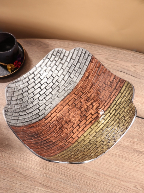 Блюдо сервировочное на ножке алюминий 30х30х15 см, алюминий, цв. МИКС