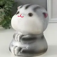 Копилка "Кот Дзен" серый, 16х14х14,5 см