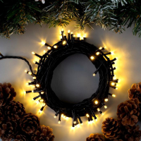 Гирлянда «Нить» 10 м, IP44, тёмная нить, 100 LED, свечение тёплое белое, 8 режимов, 220 В Гирлянда «Нить» 10 м, IP44, тёмная нить, 100 LED, свечение тёплое белое, 8 режимов, 220 В