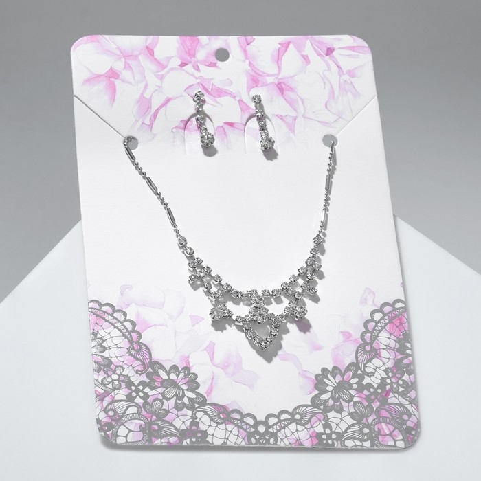 Набор 2 предмета: серьги, колье Wedding, цвет белый в серебре, 50 см Набор 2 предмета: серьги, колье Wedding, цвет белый в серебре, 50 см