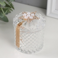 Шкатулка стекло "Звезда жемчужная" с кисточкой 6,6х6,5х7,8 см Шкатулка стекло "Звезда жемчужная" с кисточкой 6,6х6,5х7,8 см