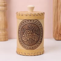 Туес &laquo;Шишки&raquo;, 8&times;8&times;10 см, береста