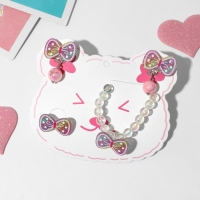 Набор детский &laquo;Выбражулька&raquo; 3 предмета: клипсы, браслет, кольцо, бантики, цветной