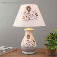 Лампа настольная "Цветочное ассорти" 1xE14 40вт белый-серый 25х25х36 см RISALUX Лампа настольная "Цветочное ассорти" 1xE14 40вт белый-серый 25х25х36 см RISALUX