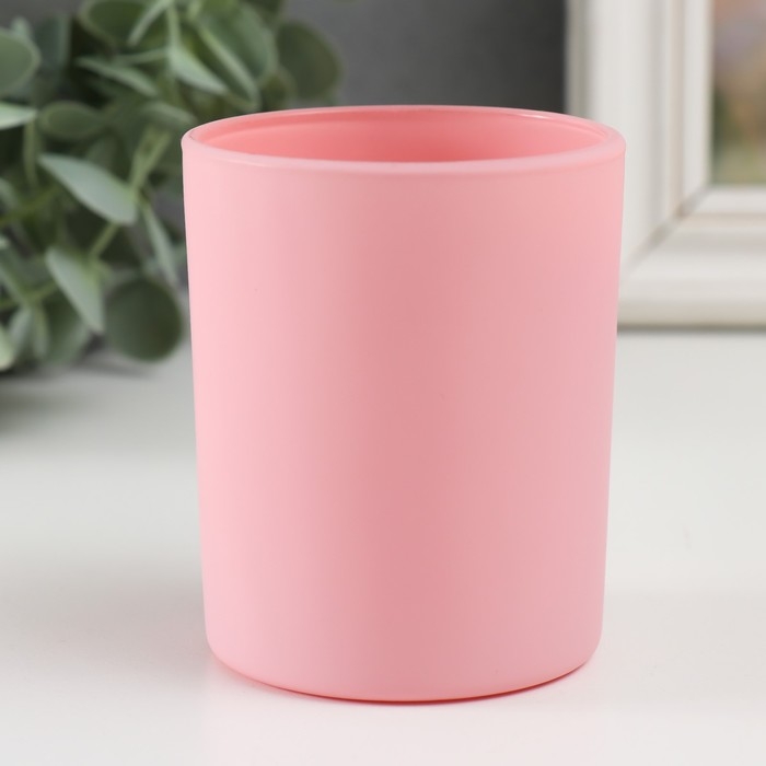 Банка для свечей стекло Банка для свечей стекло "Живи ярко" 220 мл розовая, матовая 7х7х8,4 см