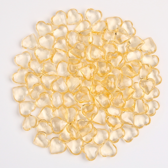 Сердечки пластиковые декоративные, набор 100 шт., размер 1 шт. &mdash; 2 &times; 2 см, цвет золотой