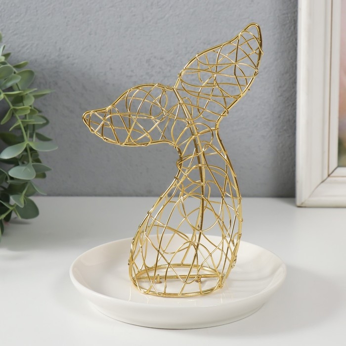 Сувенир металл, керамика подставка Сувенир металл, керамика подставка "Хвост кита" белый с золотом 14,2х14,2х17,3 см