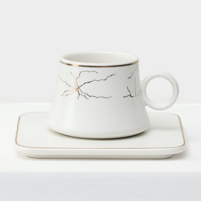 Набор керамический кофейный &laquo;Мейси&raquo;, 12 предметов: 6 чашек 100 мл, 6 блюдец d=11 см, цвет белый