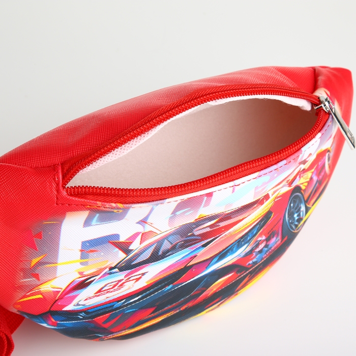Сумка поясная детская на молнии, цвет красный
