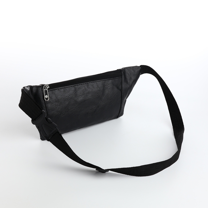 Поясная сумка на молнии, 2 наружных кармана, цвет чёрный Поясная сумка на молнии, 2 наружных кармана, цвет чёрный