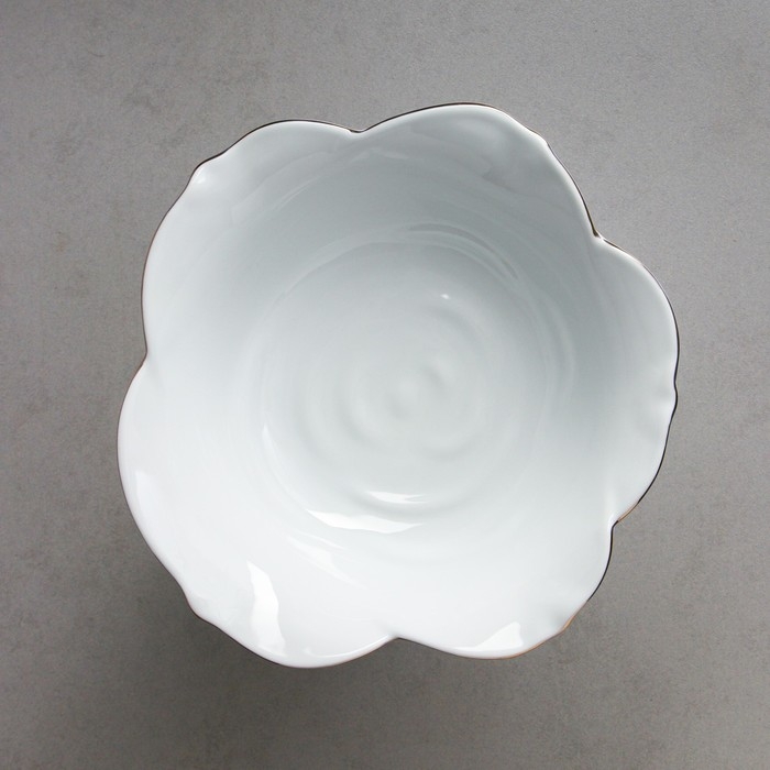 Салатник &laquo;Роза&raquo;, на подставке, 1.5 л, золотая обводка, фарфор, Иран