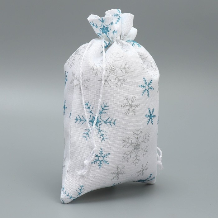 Мешочек подарочный холща «С праздником», снежинки, 16 х 24 см +/- 1.5 см, Новый год Мешочек подарочный холща «С праздником», снежинки, 16 х 24 см +/- 1.5 см, Новый год