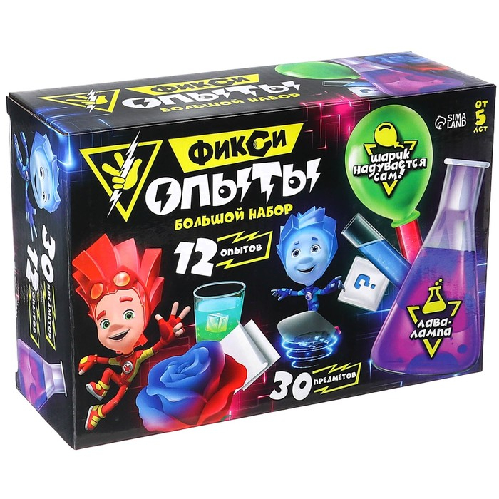 Набор для опытов Фиксики &laquo;Фикси опыты. Большой набор&raquo;, 12 опытов, Файер и Нолик