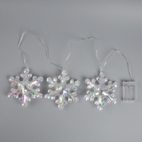 Гирлянда &laquo;Нить-грозди&raquo; 120 см, нить прозрачная, &laquo;Снежинки&raquo;, 30 LED, 4.5В, батарейки ААх3 (нет в комплекте), свечение тёплое белое