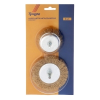 Набор щеток металлических для дрели ТУНДРА, плоская 100 мм, чашка 75 мм, 2 шт. Набор щеток металлических для дрели ТУНДРА, плоская 100 мм, чашка 75 мм, 2 шт.