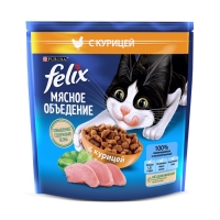 Сухой корм Felix "Мясное объедение" для кошек, курица, 1.3 кг