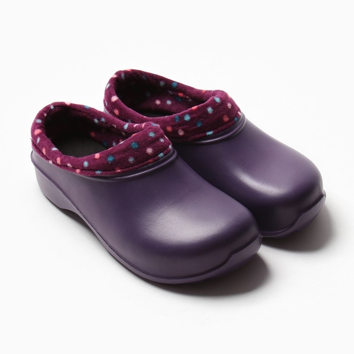 Галоши женские утепленные "Коро с отворотом" баклажан/горох фиолетовый, 39