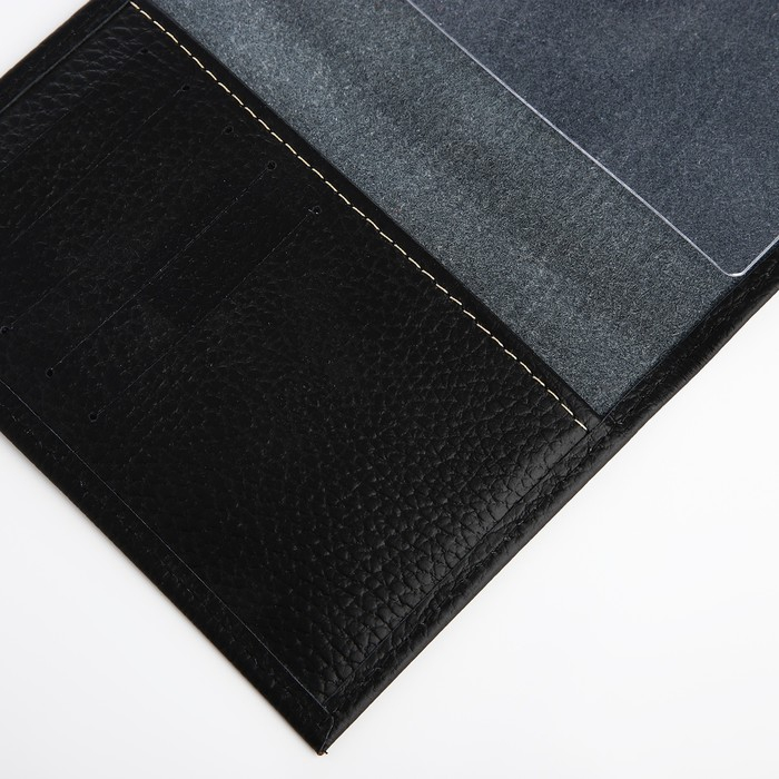 Обложка для паспорта, 5 карманов для карт, чёрный Обложка для паспорта, 5 карманов для карт, чёрный