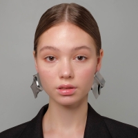 Серьги металл &laquo;Атмосфера&raquo; ромб мятый, цвет серый