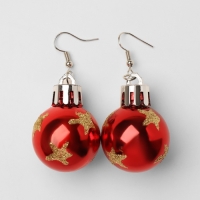 Новый год! Серьги &laquo;Новогодние&raquo; ёлочные шарики, цвет красный в серебре