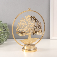 Подсвечник на 2 свечи "Дерево с птичками" с подсветкой, d-3,5 см 9,5х23,5х27 см Подсвечник на 2 свечи "Дерево с птичками" с подсветкой, d-3,5 см 9,5х23,5х27 см