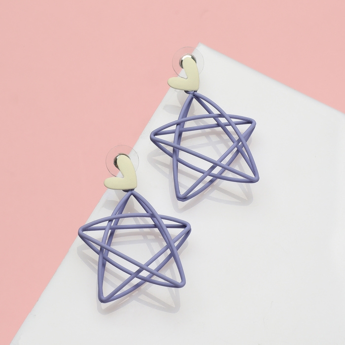 Серьги металл &laquo;Звёздочки&raquo; объемные, цвет бело-фиолетовый