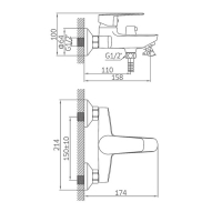 Смеситель для ванны Accoona A6365, однорычажный, короткий излив, хром