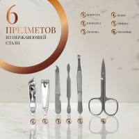 Набор маникюрный &laquo;Нежность&raquo;, 6 предметов, в футляре, цвет голубой