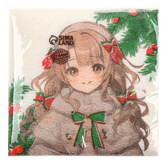 Салфетки новогодние бумажные &laquo;С Новым годом: аниме&raquo;, однослойные, 24х24 см, 20 шт.