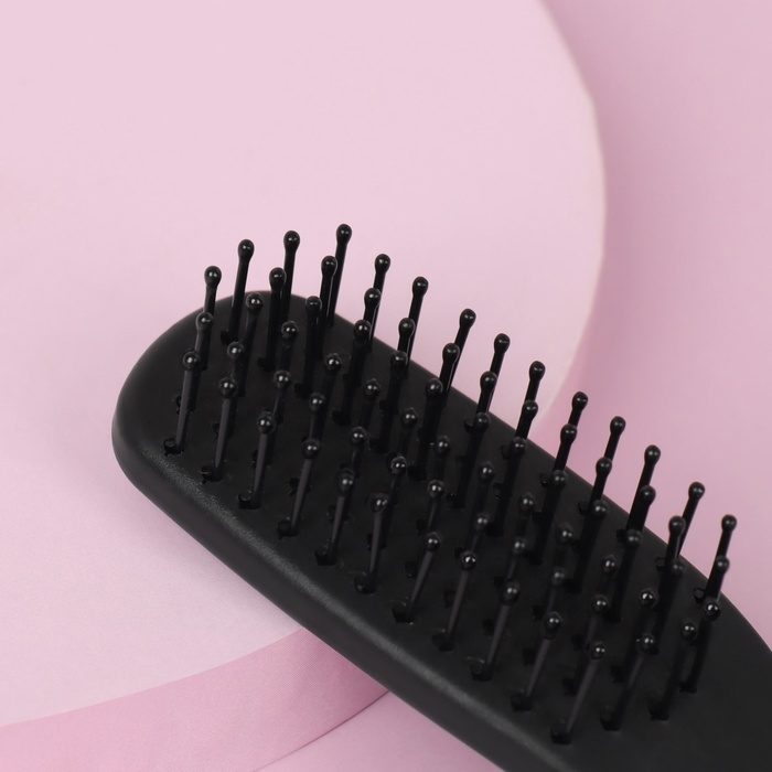 Расчёска - мини массажная, 3,5 &times; 13,2 см, цвет чёрный