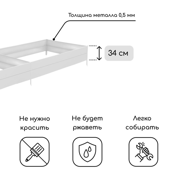 Грядка оцинкованная, 390 &times; 100 &times; 34 см, Greengo