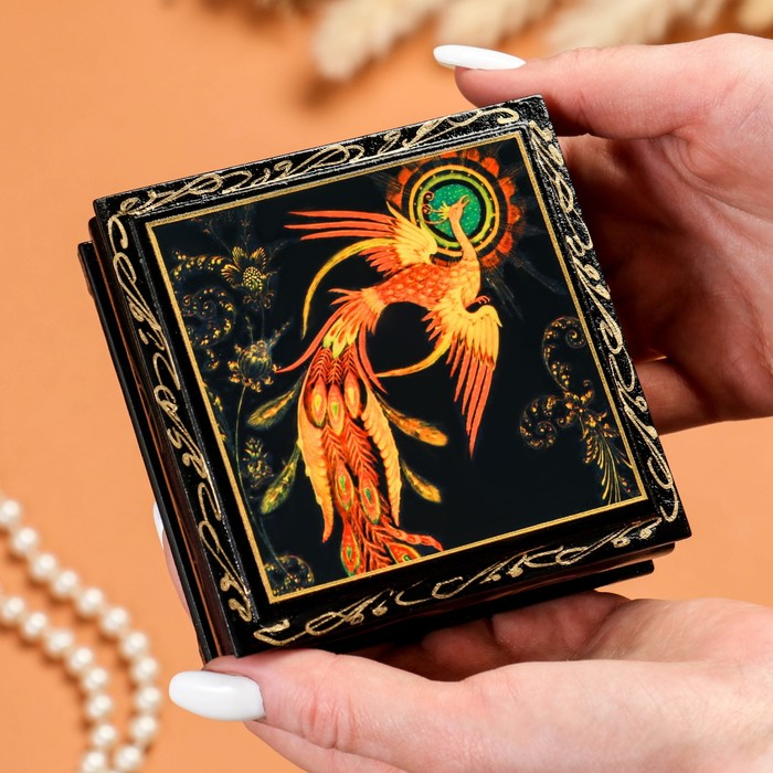 Шкатулка &laquo;Жар-птица&raquo;, 10&times;10 см, лаковая миниатюра