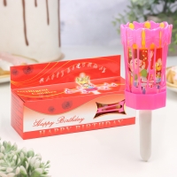 Свеча для торта музыкальная "Цветок", розовая, 15&times;5 см