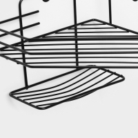 Полка угловая для ванной, настенная, 1 ярус, с мыльницей, 27,5&times;20&times;15,5 см, цвет чёрный