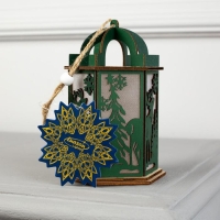 Ёлочная игрушка «Зелёный фонарь с оленем», от батареек, свечение тёплое белое Ёлочная игрушка «Зелёный фонарь с оленем», от батареек, свечение тёплое белое